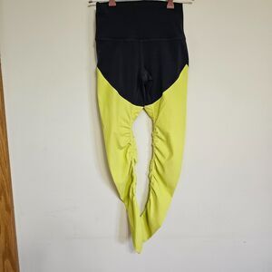 Zyia Active Leggings Storm Parallel Luxe Womens Size 0 Gray Lemon Ruching